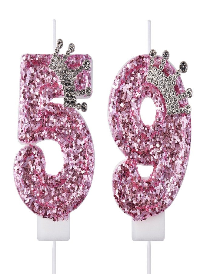 VSHILI 59 95 Birthday Candles, 59th 95th Cake Candles, Pink Birthday Number 59 95 Candles Cake Topper Decorations for Party Men Women - Image 1